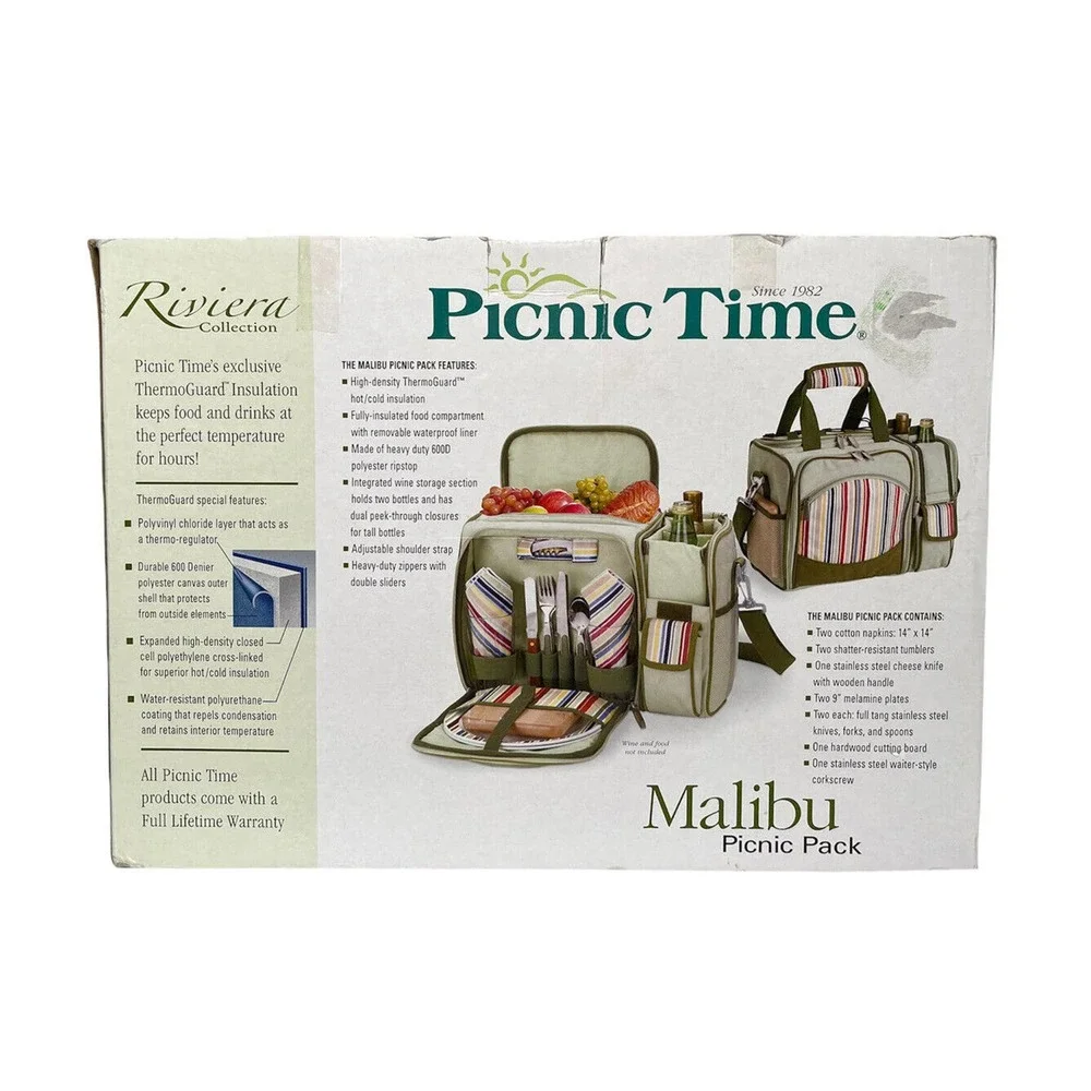 NEW Picnic Time Riviera Collection Malibu Insulated Picnic Cooler Tote For 2‎